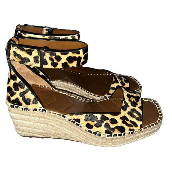 Franco Sarto Shoes - Franco Santo Womens Cheetah Print Square Toe Wedge Sandals, Size 9.5M (US) NEW
